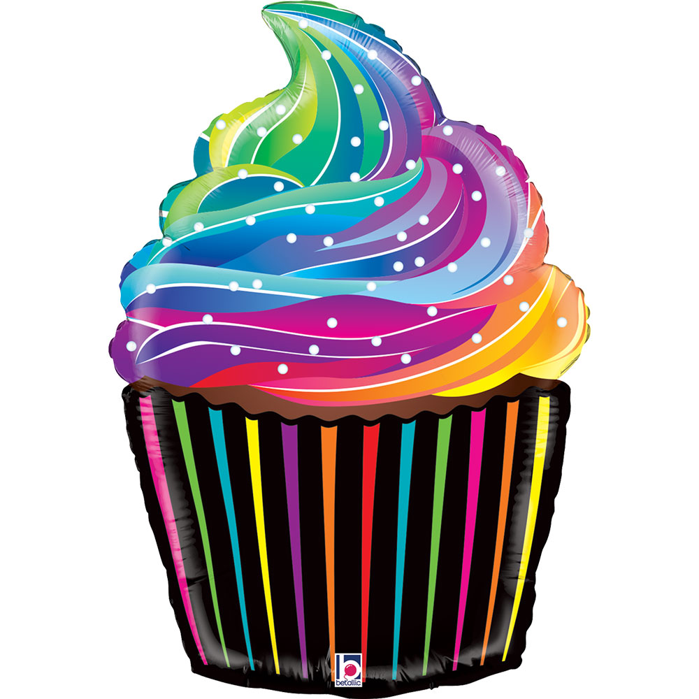 Ballon alu Cupcake multicolore 56cm