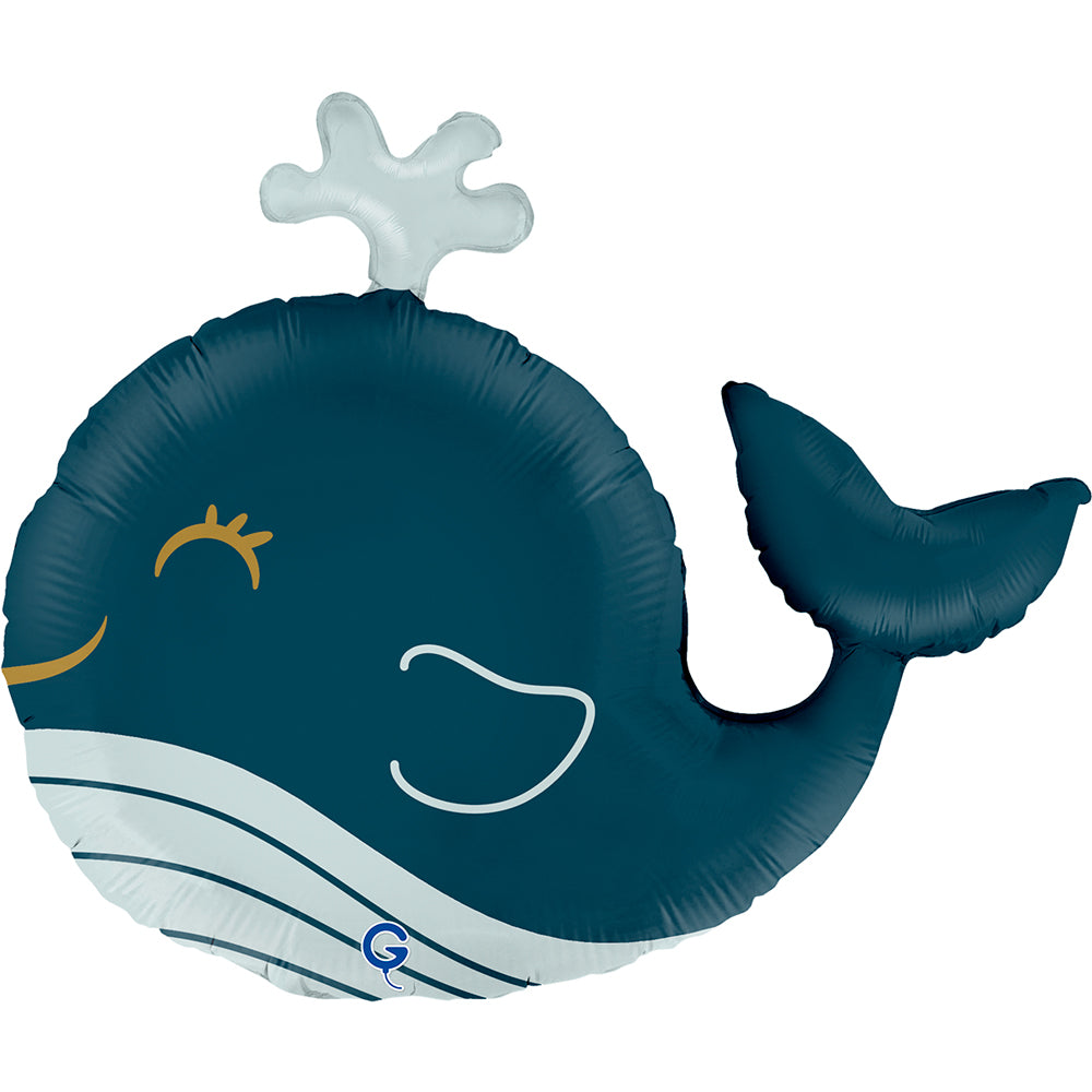 Ballon alu Baleine souriante Marine 66cm