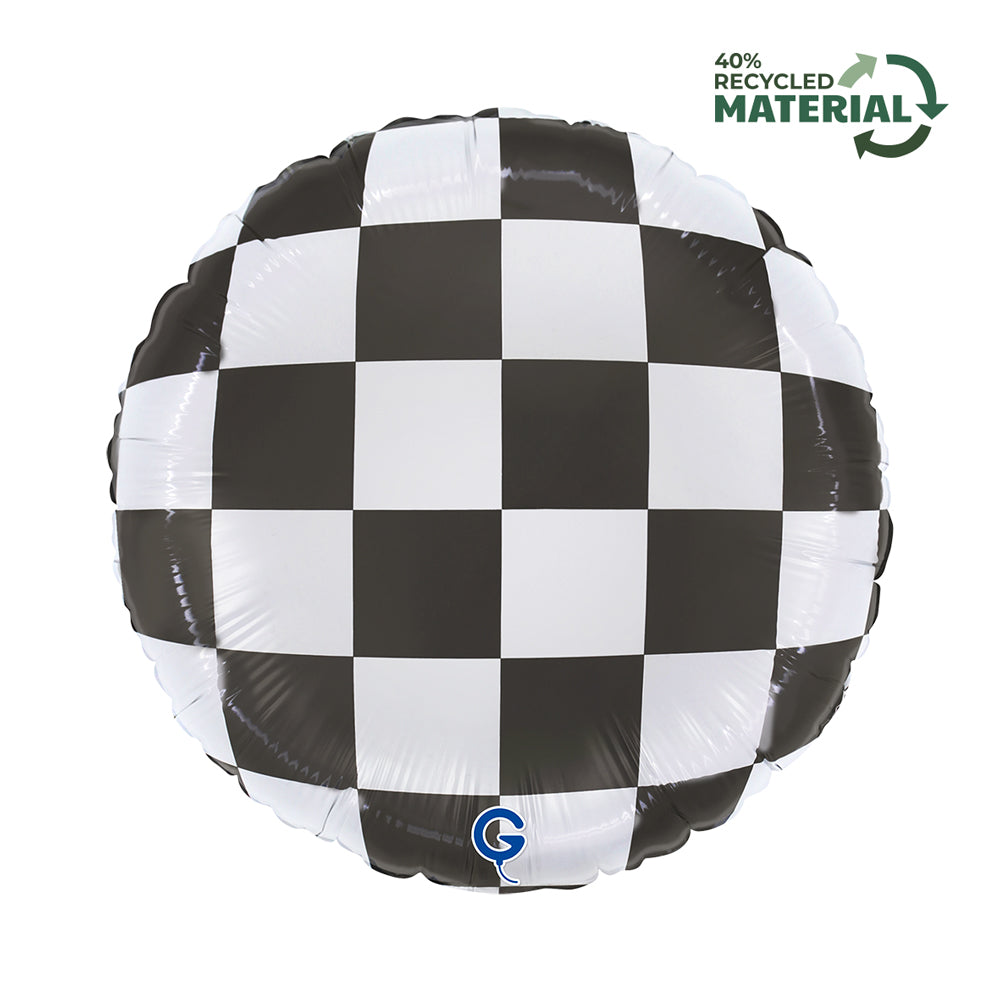 Ballon alu rond Damier 46cm