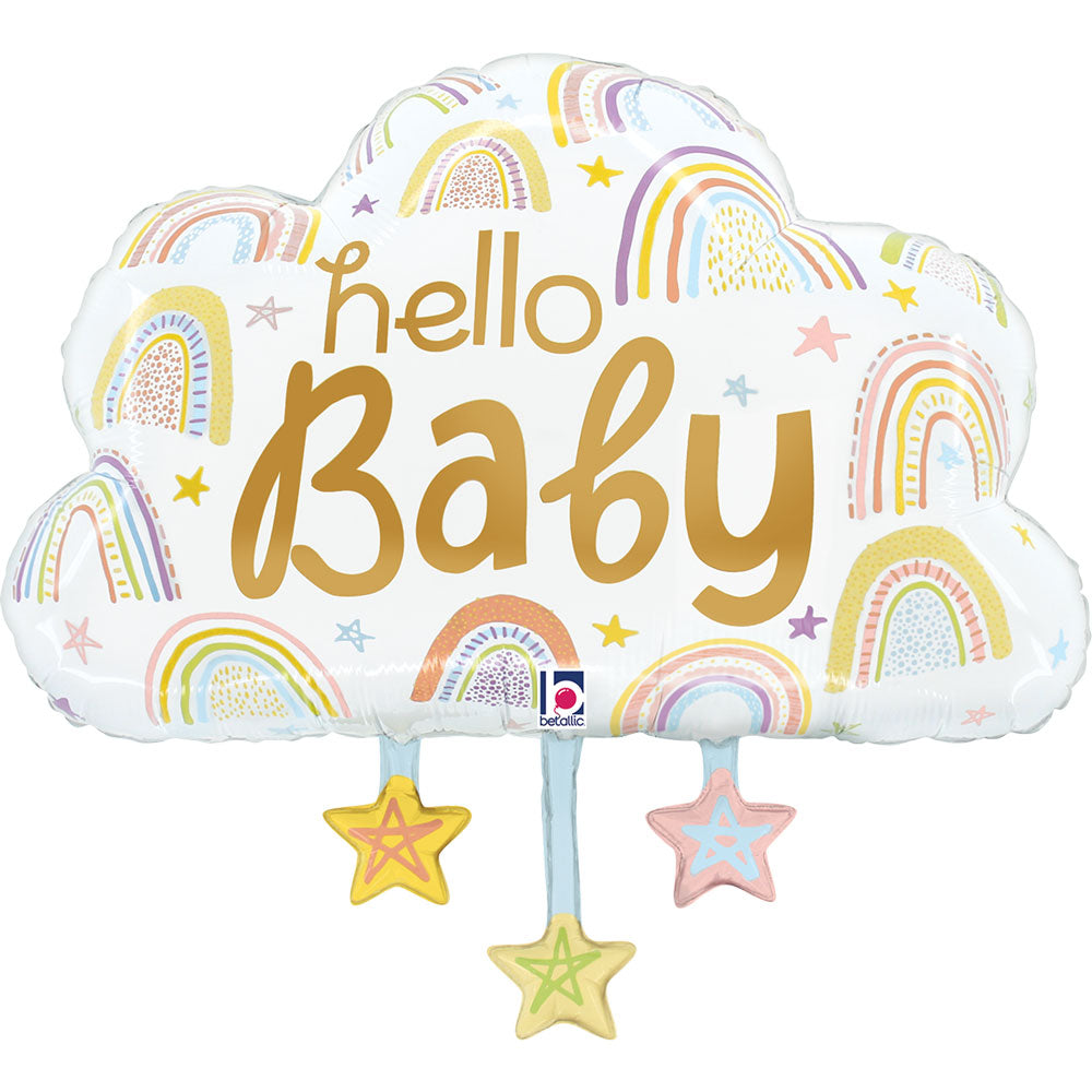 Ballon alu Nuage et étoiles "Hello Baby" 71cm