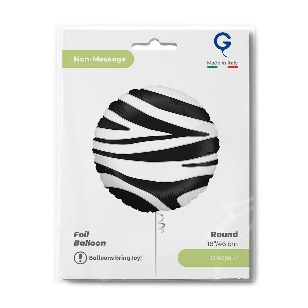 Ballon alu rond Rayures zèbre 46cm