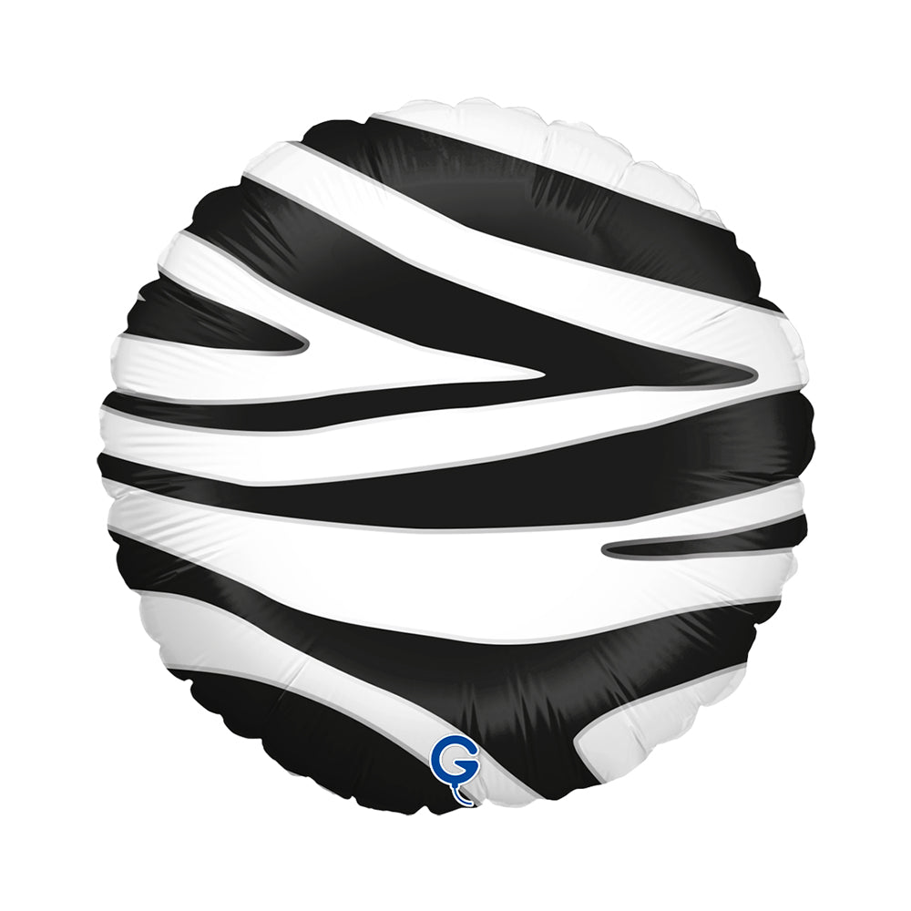 Ballon alu rond Rayures zèbre 46cm