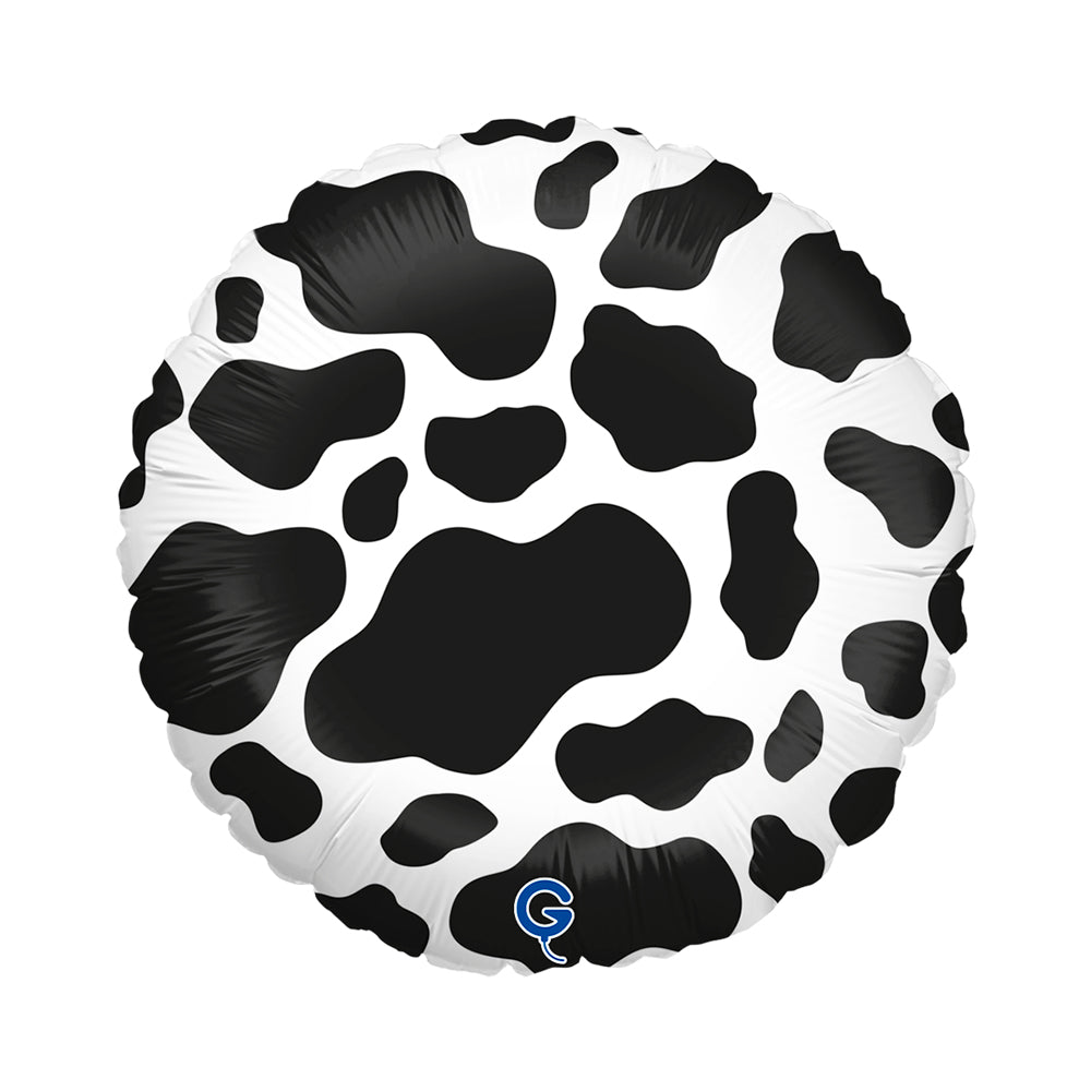 Ballon alu rond motif vache 46cm