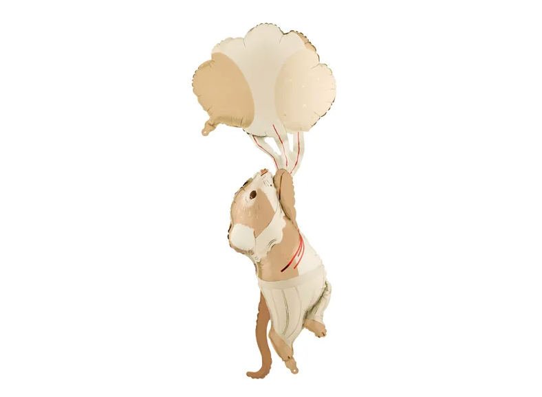Ballon Souris avec ballons en aluminium beige marron 44x104cm