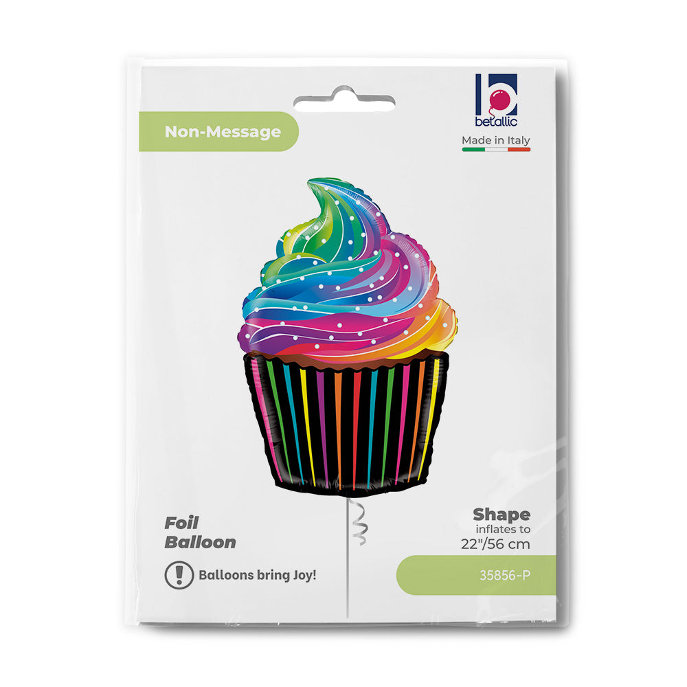 Ballon alu Cupcake multicolore 56cm