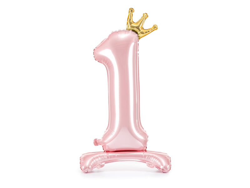 Ballon Chiffre "1" Petite Princesse en Mylar Rose et Or 84cm