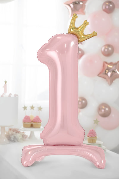 Ballon Chiffre "1" Petite Princesse en Mylar Rose et Or 84cm