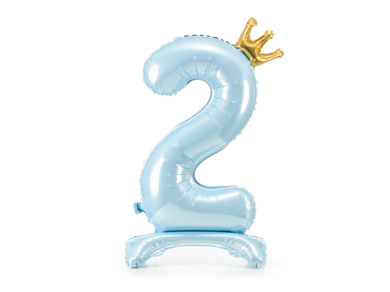 Ballon Chiffre "2" Petit Prince en Mylar Bleu et Or 84cm