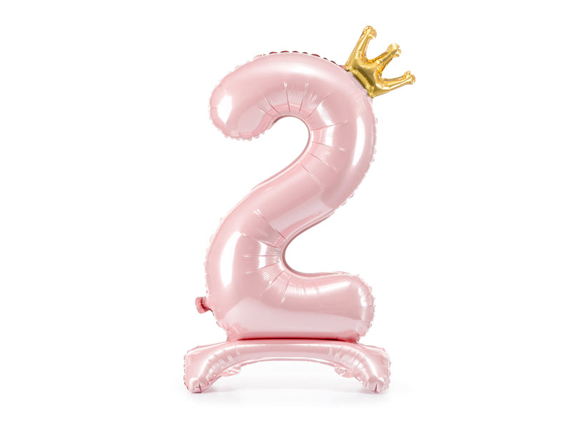 Ballon Chiffre "2" Petite Princesse en Mylar Rose et Or 84cm