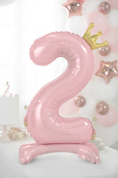 Ballon Chiffre "2" Petite Princesse en Mylar Rose et Or 84cm