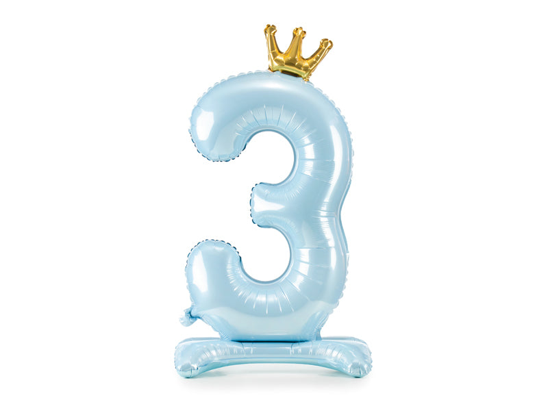 Ballon Chiffre "3" Petit Prince en Mylar Bleu et or 84cm