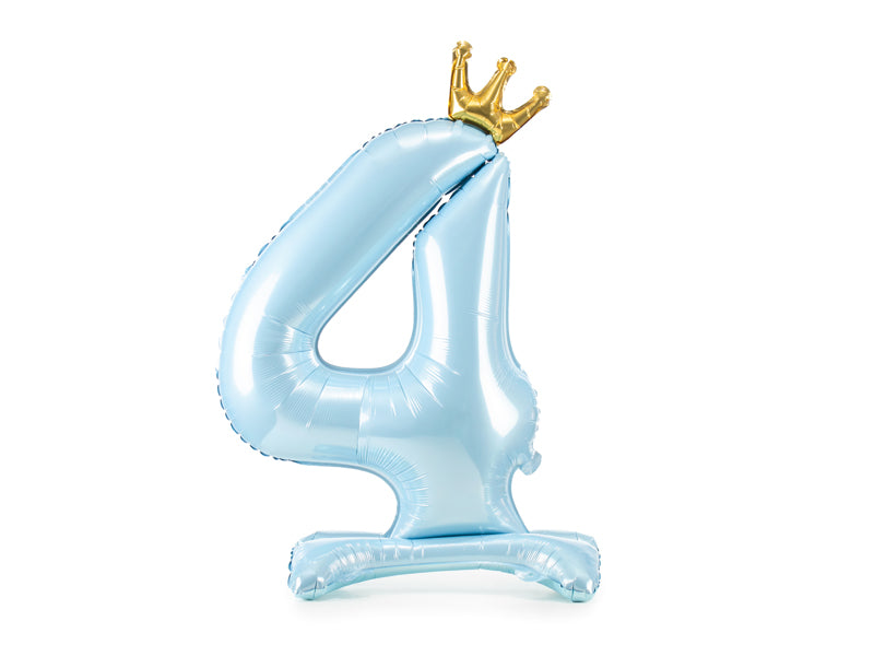 Ballon Chiffre "4" Petit Prince en Mylar Bleu et Or 84cm