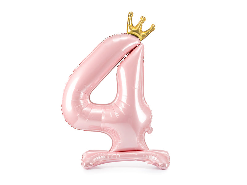 Ballon Chiffre "4" Petite Princesse en Mylar Rose et Or 84cm