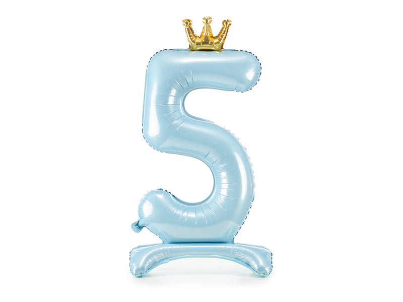 Ballon Chiffre "5" Petit Prince en Mylar Bleu et Or 84cm