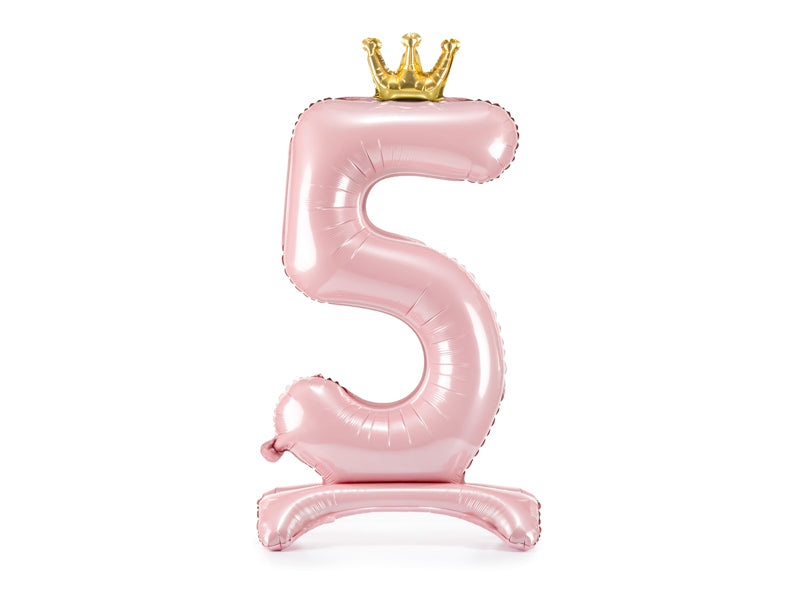 Ballon Chiffre "5" Petite Princesse en Mylar Rose et Or 84cm