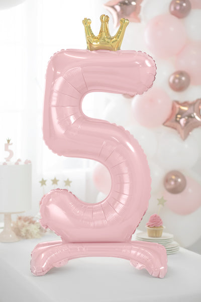 Ballon Chiffre "5" Petite Princesse en Mylar Rose et Or 84cm