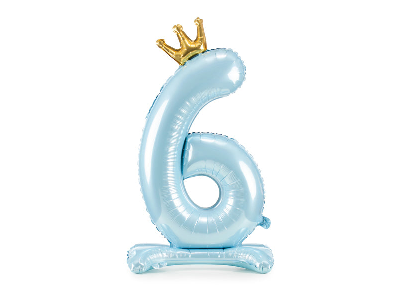 Ballon Chiffre "6" Petit Prince en Mylar Bleu et Or 84cm