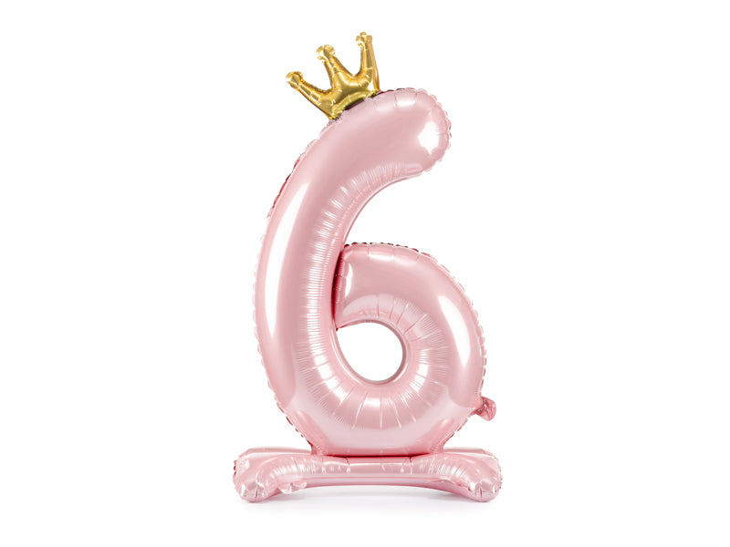 Ballon Chiffre "6" Petite Pricesse en Mylar Rose et Or 84cm