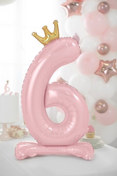Ballon Chiffre "6" Petite Pricesse en Mylar Rose et Or 84cm
