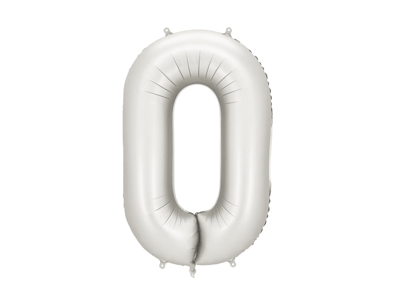 Ballon Chiffre "0" en aluminium Blanc Mat 86cm
