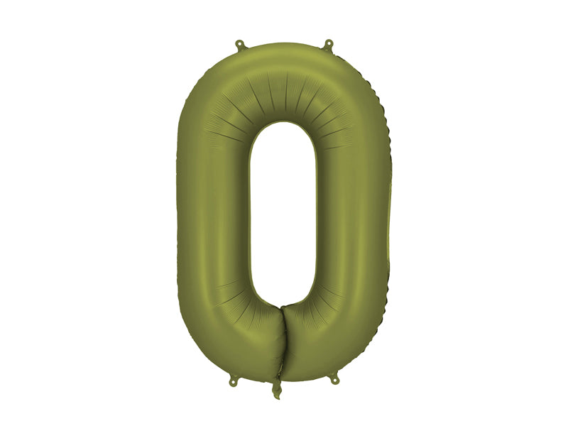 Ballon Chiffre "0"en aluminium Vert Olive 86cm