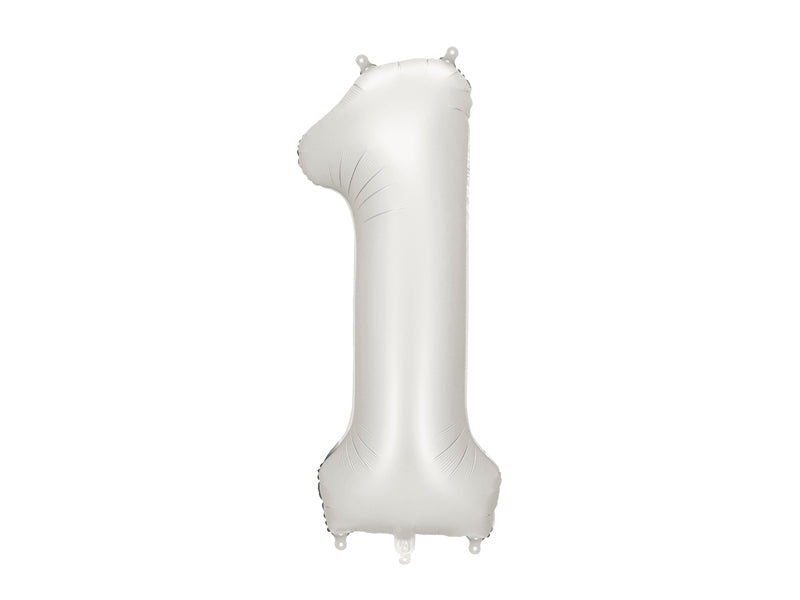 Ballon Chiffre "1" en aluminium Blanc Mat 86cm