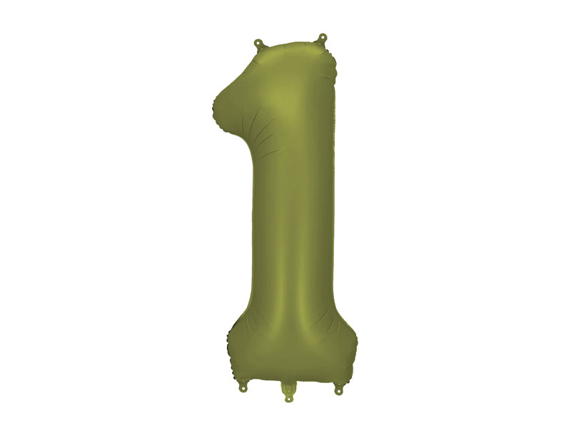 Ballon Chiffre "1" en aluminium Vert Olive 86cm