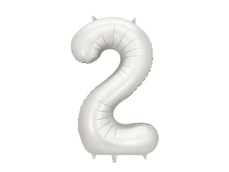 Ballon Chiffre "2" en aluminium Blanc Mat 86cm
