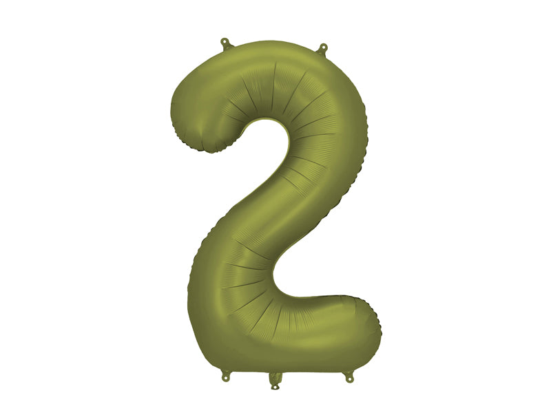 Ballon Chiffre "2" en aluminium Vert Olive 86cm