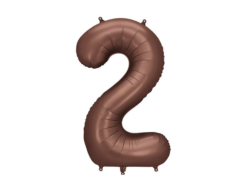 Ballon Chiffre "2" en aluminium Moka 86cm