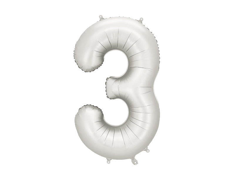 Ballon Chiffre "3" en aluminium Blanc Mat 86cm