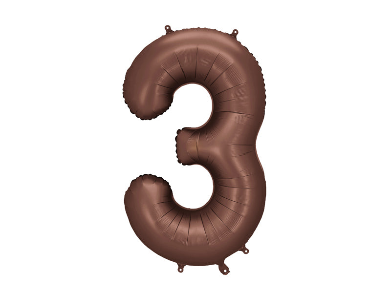 Ballon Chiffre "3" en aluminium Moka 86cm