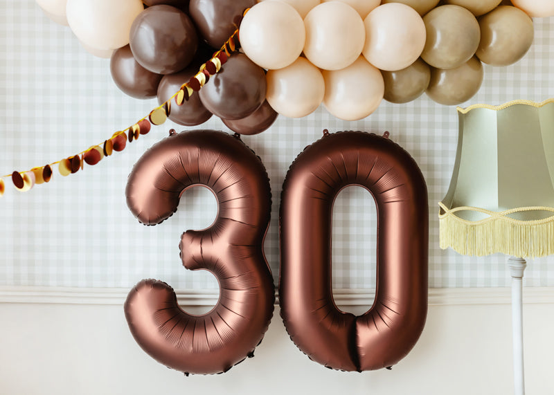 Ballon Chiffre "3" en aluminium Moka 86cm