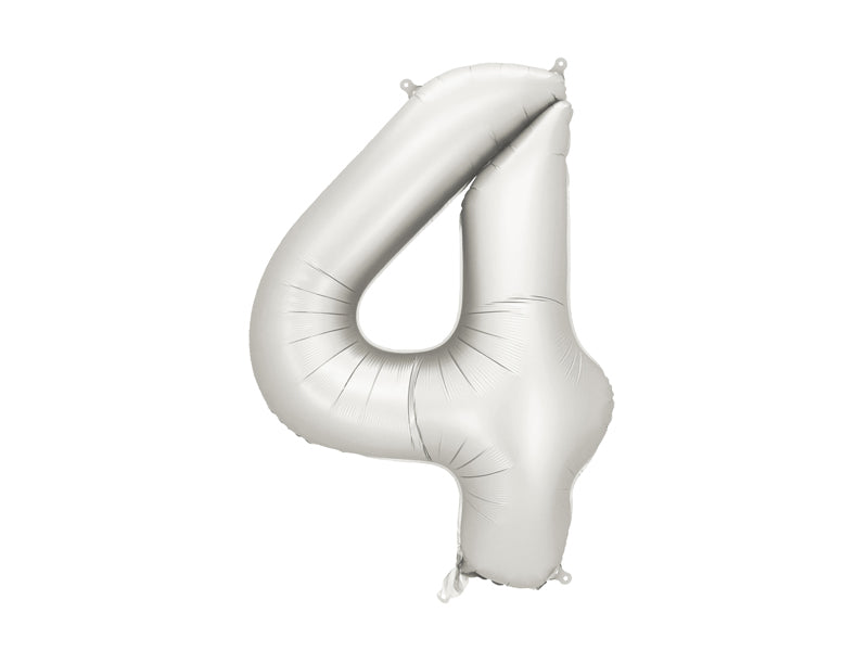 Ballon Chiffre "4" en aluminium Blanc Mat 86cm