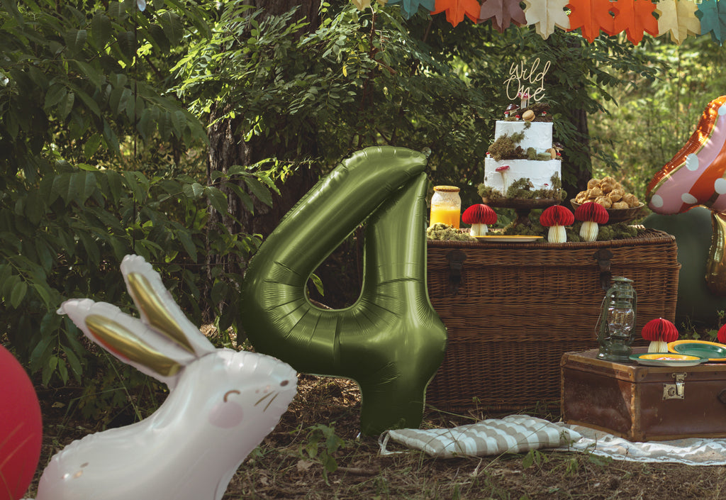 Ballon Chiffre "4" en aluminium Vert Olive 86cm