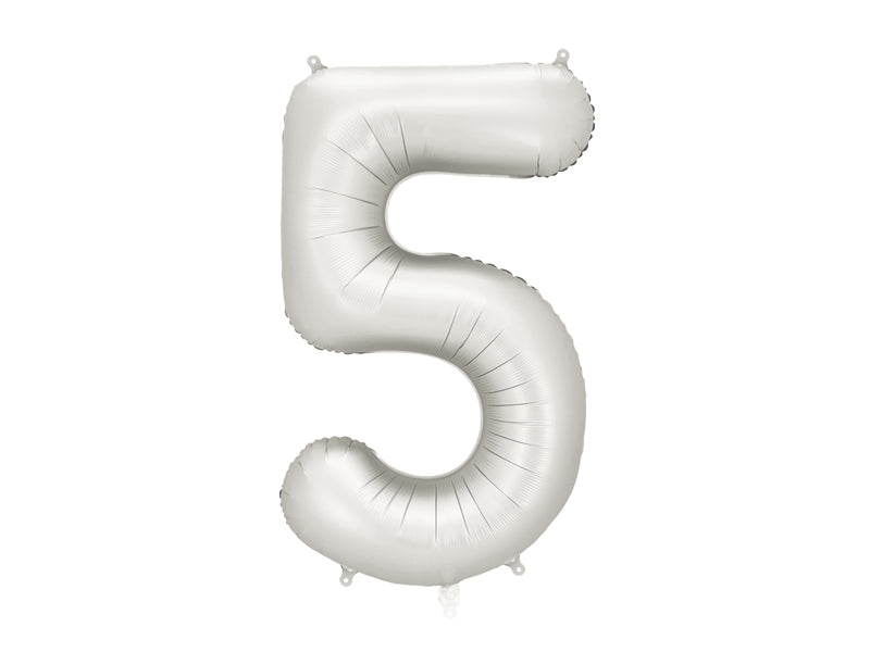 Ballon Chiffre "5" en aluminium Blanc Mat 86cm