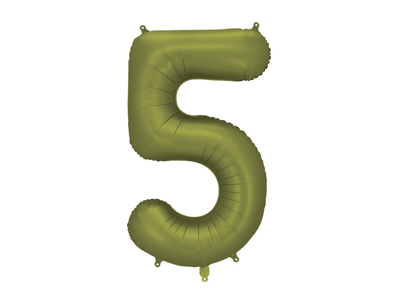 Ballon Chiffre "5" en aluminium Vert Olive 86cm