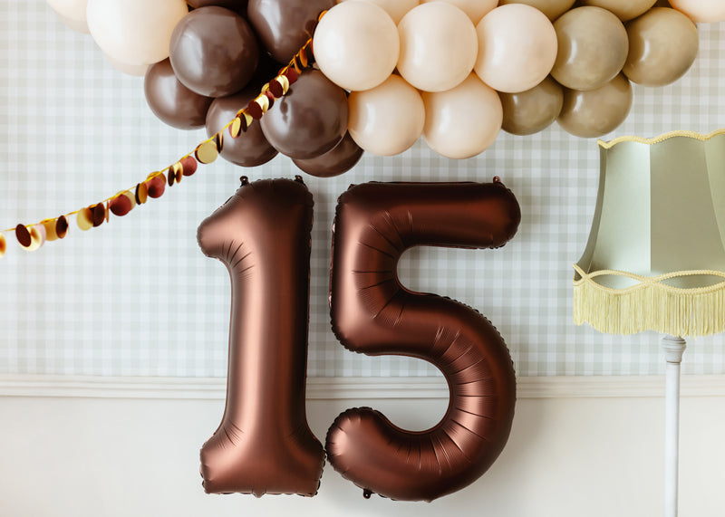 Ballon Chiffre "5" en aluminium Moka 86cm