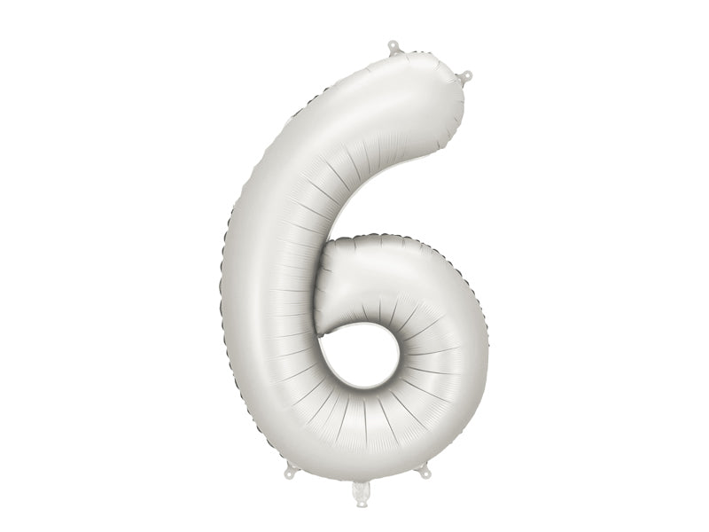 Ballon Chiffre "6" en aluminium Blanc Mat 86cm