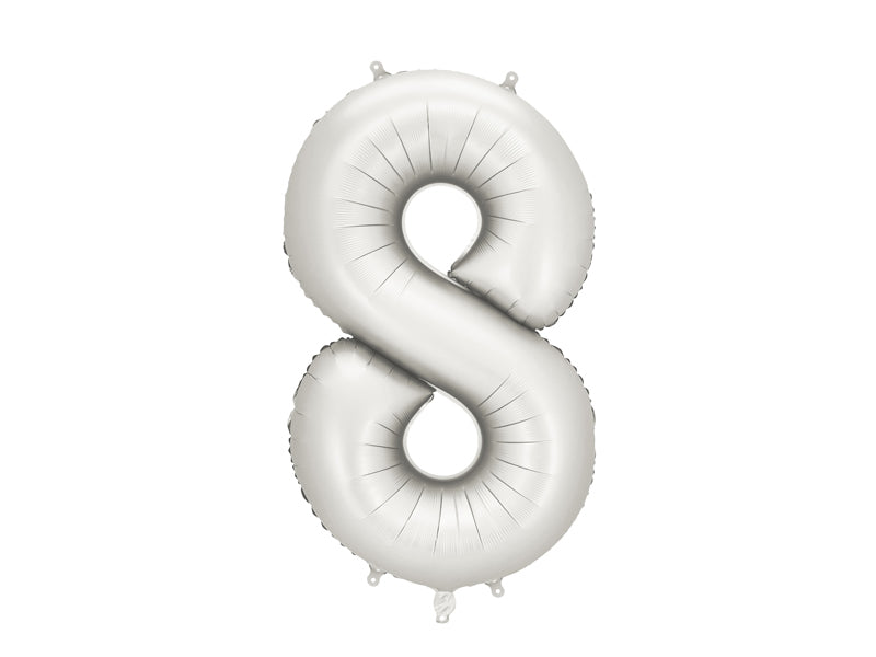 Ballon Chiffre "8" en aluminium Blanc Mat 86cm