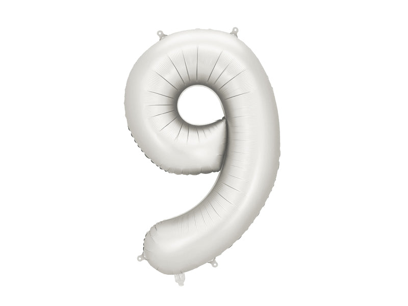 Ballon Chiffre "9" en aluminium Blanc Mat 86cm