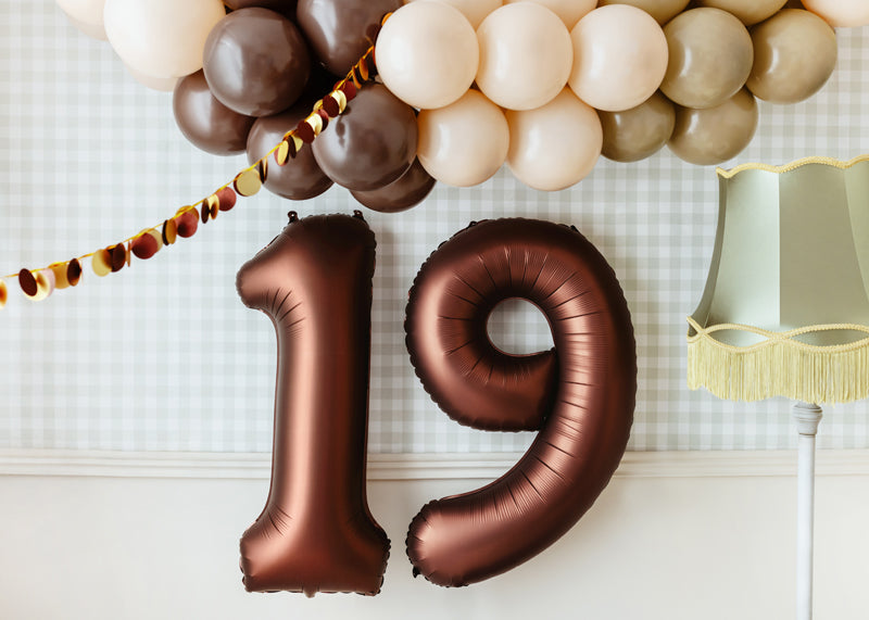 Ballon Chiffre "9" en aluminium Moka 86cm