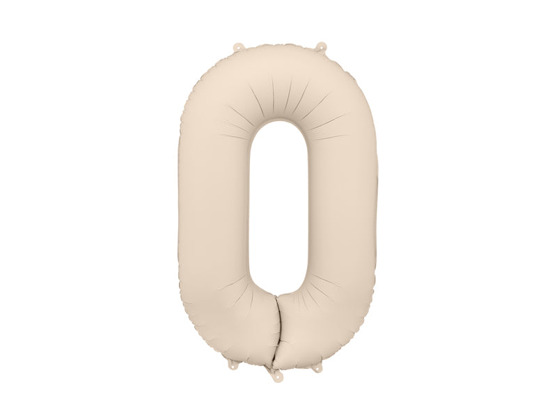 Ballon Chiffre "0" en aluminium Beige Mat 86cm