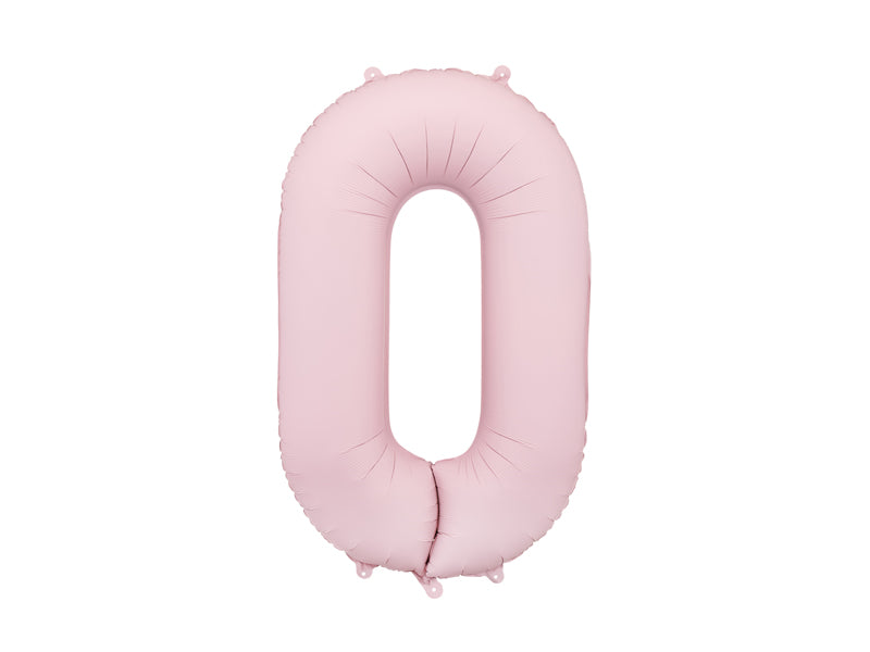 Ballon Chiffre "0" en aluminium Rose Clair Mat 86cm