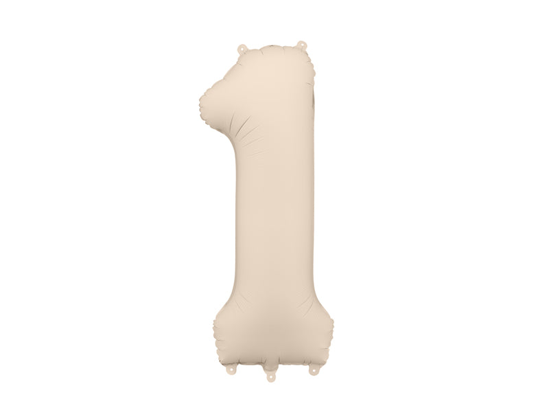 Ballon Chiffre "1" en aluminium Beige Mat 86cm