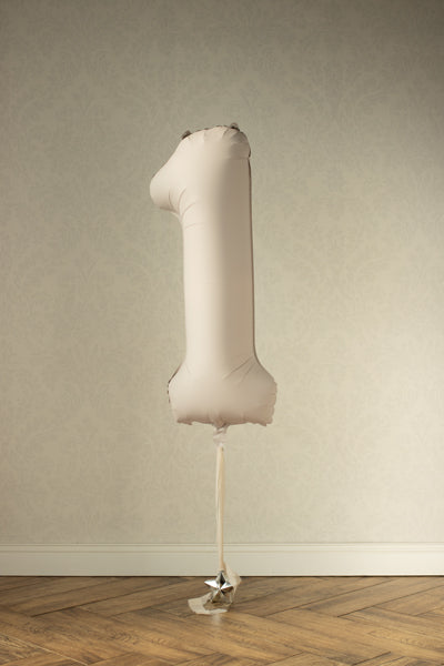 Ballon Chiffre "1" en aluminium Beige Mat 86cm