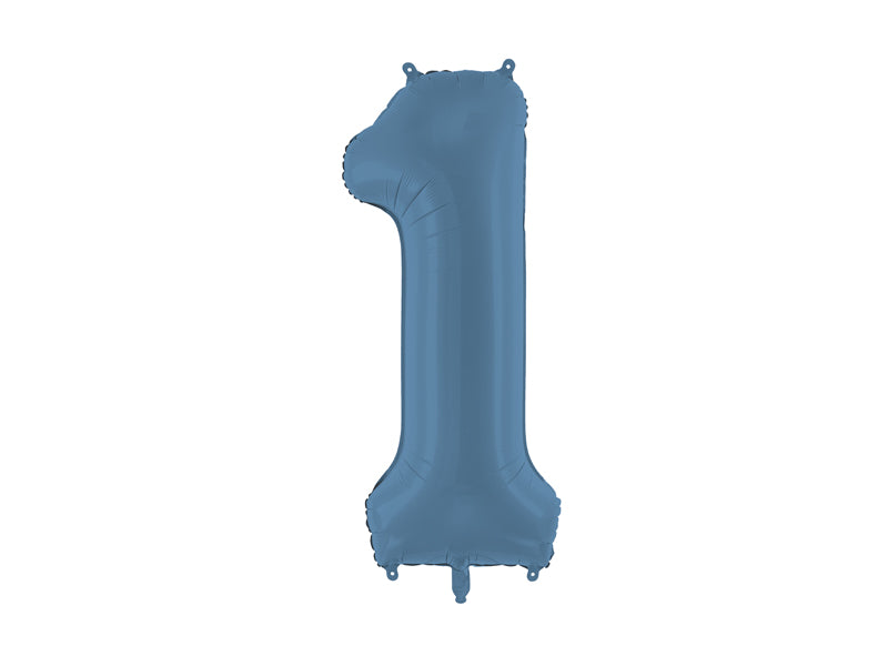 Ballon Chiffre "1" en aluminium Bleu Mat 86cm