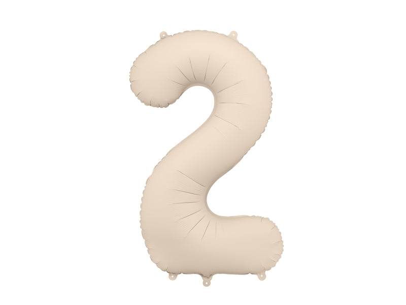 Ballon Chiffre "2" en aluminium Beige Mat 86cm