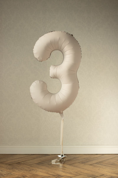 Ballon Chiffre "3" en aluminium Beige Mat 86cm