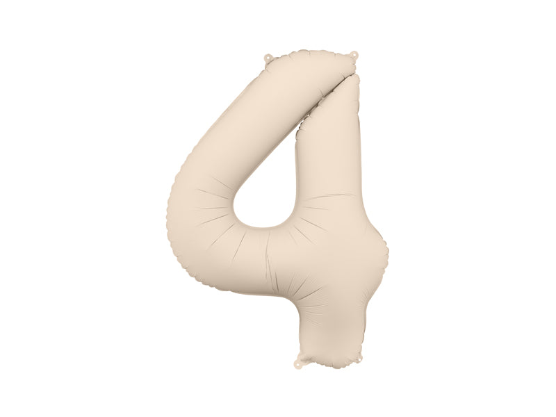 Ballon Chiffre "4" en aluminium Beige Mat 86cm
